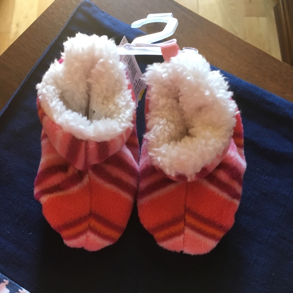Old Navy Baby Fleece Booties Pink Stripe
